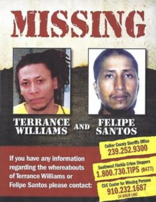 photo caption - Missing Terrance Williams And Felipe Santos If you have any information regarding the whereabouts of Terrance Williams or Felipe Santos please contact Collier County Sheriffs Office 239.252.9300 Southwest Florida Crime Stoppers 1.800.730.T